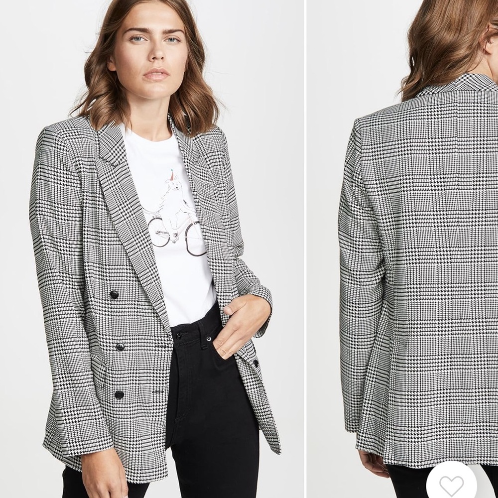 WAYF Checkered/Plaid Finn Double Breasted Blazer